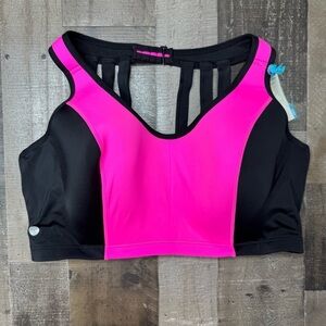 Livi Active Pink and Black Sports Bra with Strappy Back